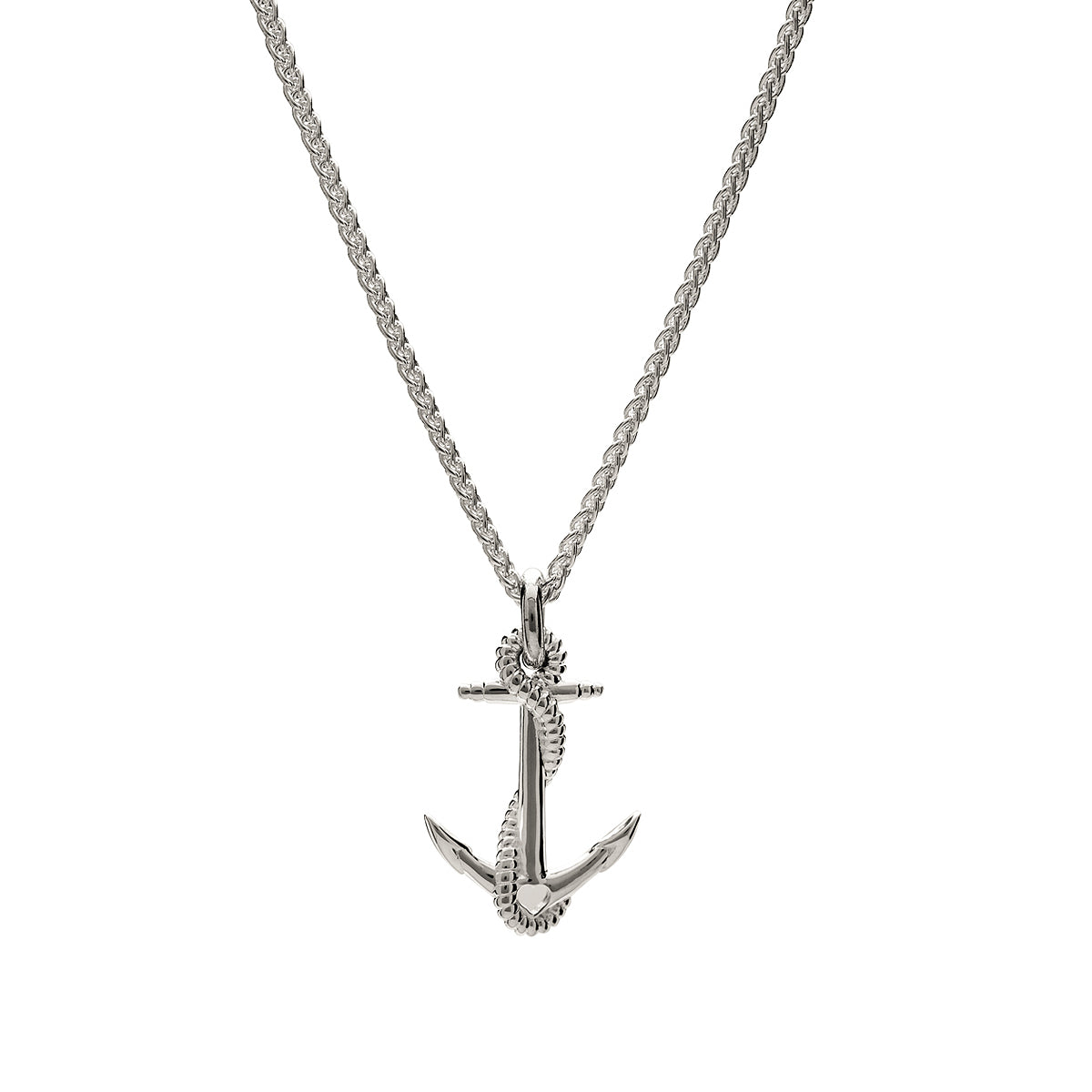 Heart-shaped details silver anchor pendant