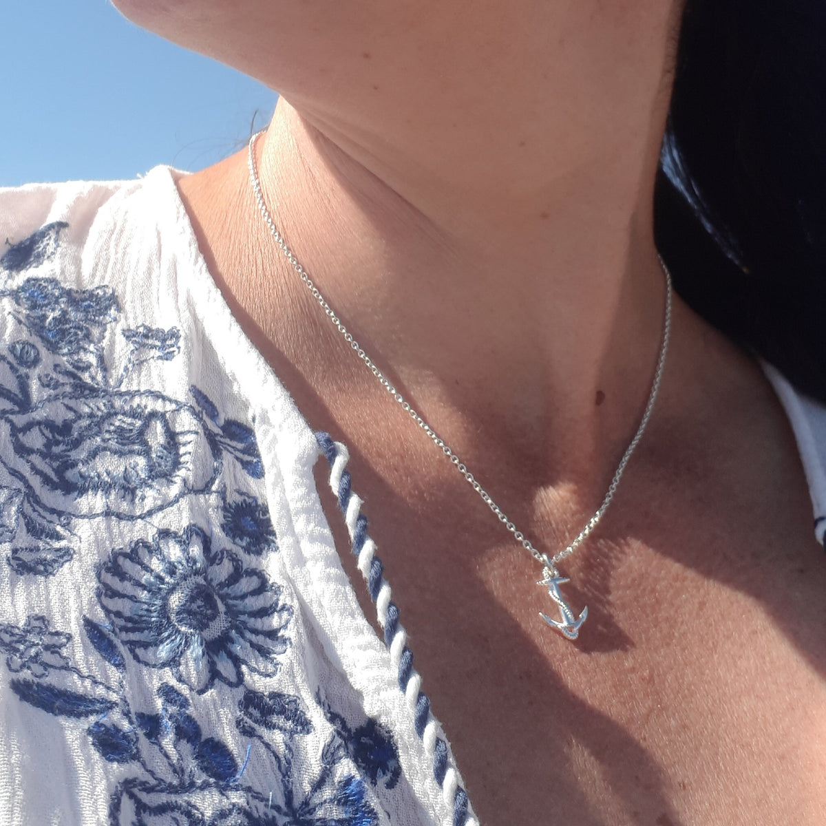silver anchor necklace for women nautical jewellery off the map