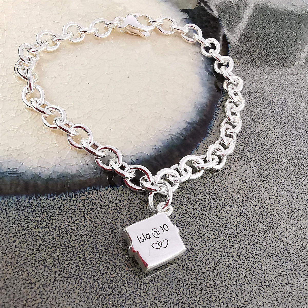 personalised present charm bracelet solid silver engraved gift for 10 year old