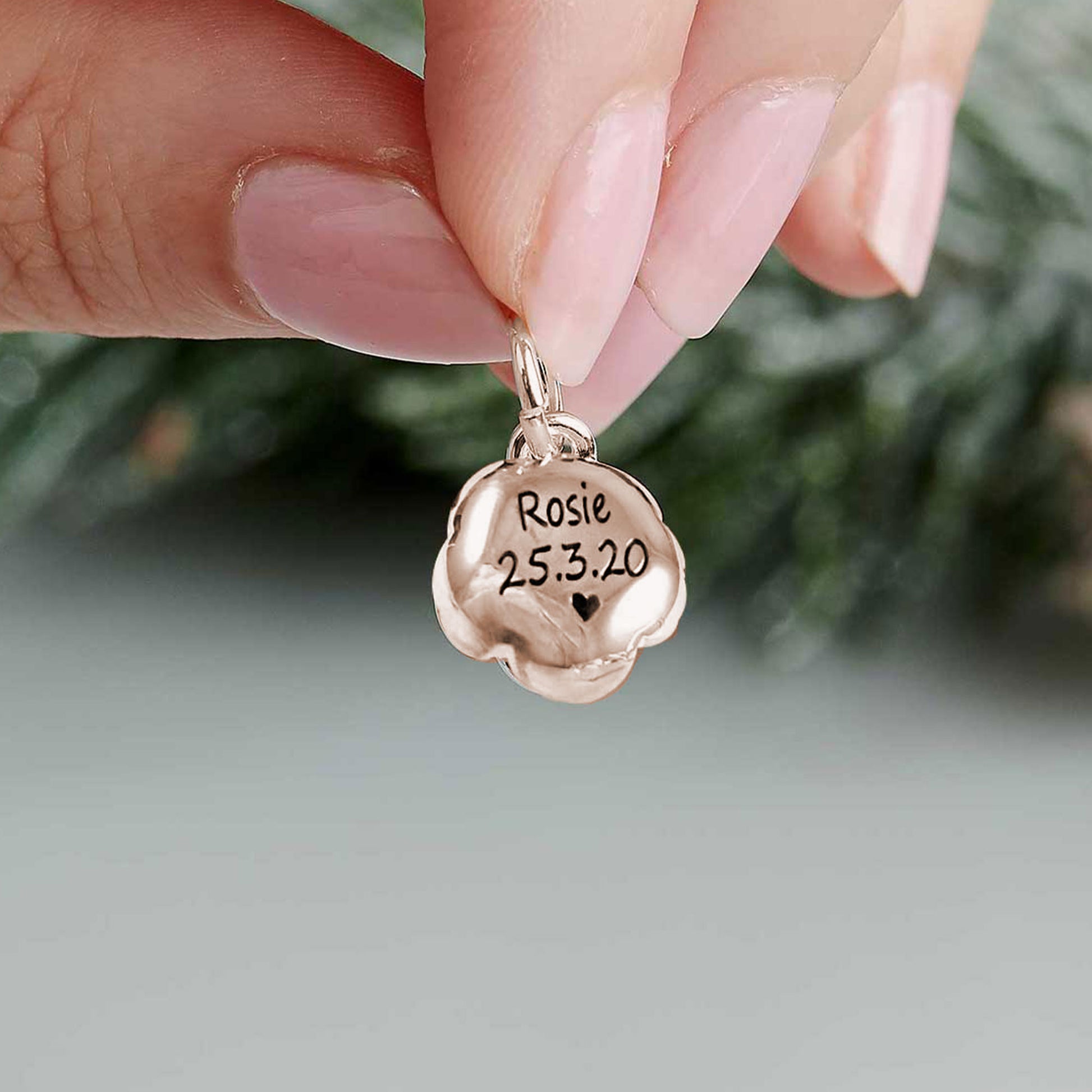 solid rose gold rose flower bracelet charm pendant necklace Chelsea Flower Show
