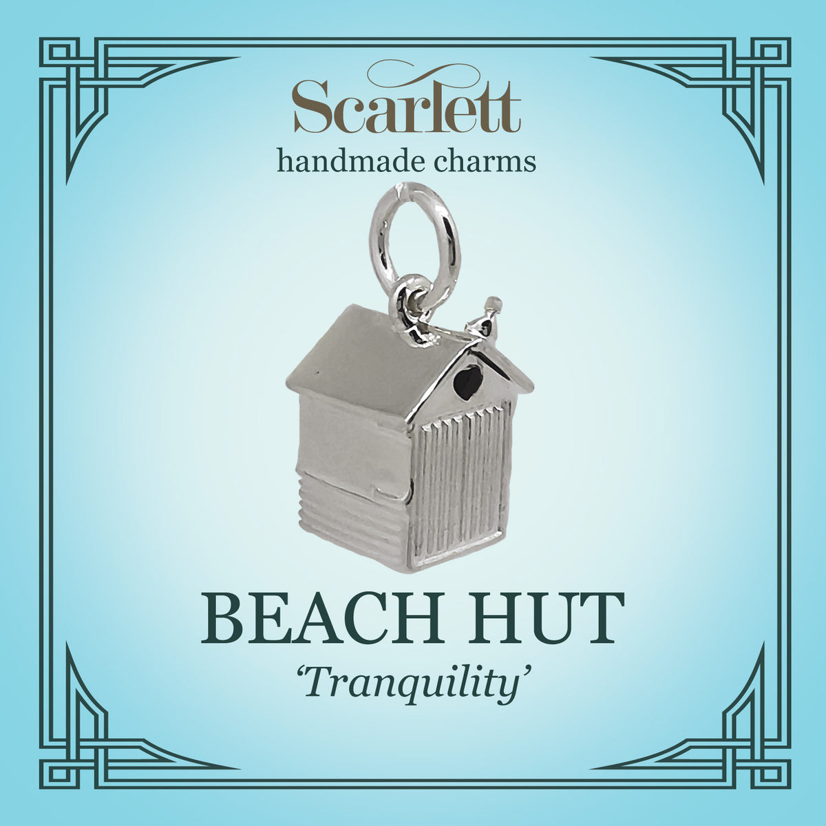 Beach Hut Personalised Silver Charm