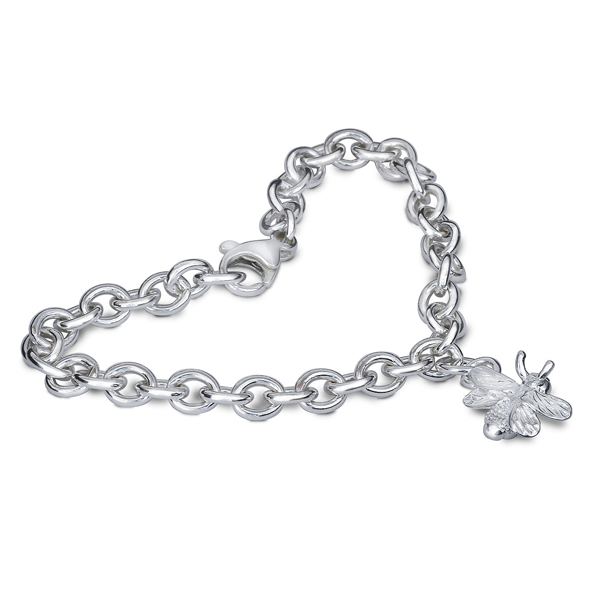 Bumble-Bee Adjustable Solid Silver Charm Bracelet Scarlett Jewellery Nature