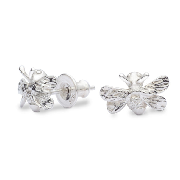 solid silver Bumble Bee stud earrings designer maker Scarlett Jewellery