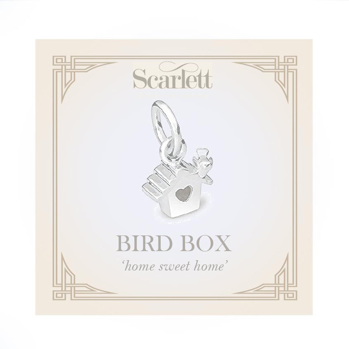 solid silver bird house charm with a heart shaped door and tiny bird FREE UK DELIVERY