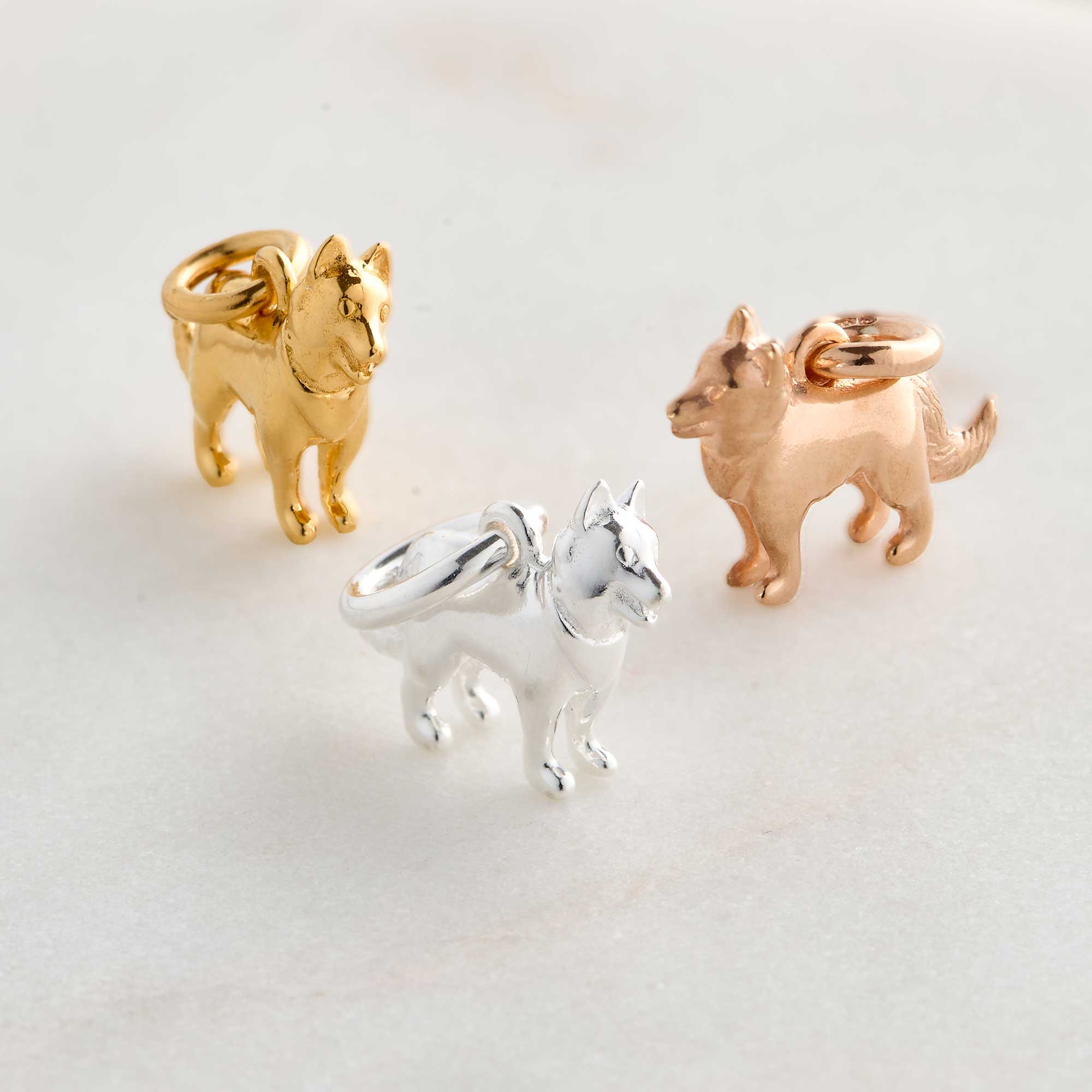border collie silver gold rose gold dog charms scarlett jewellery