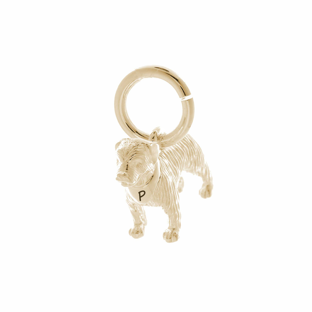 solid gold border terrier gold charm for necklace or bracelet scarlett jewellery