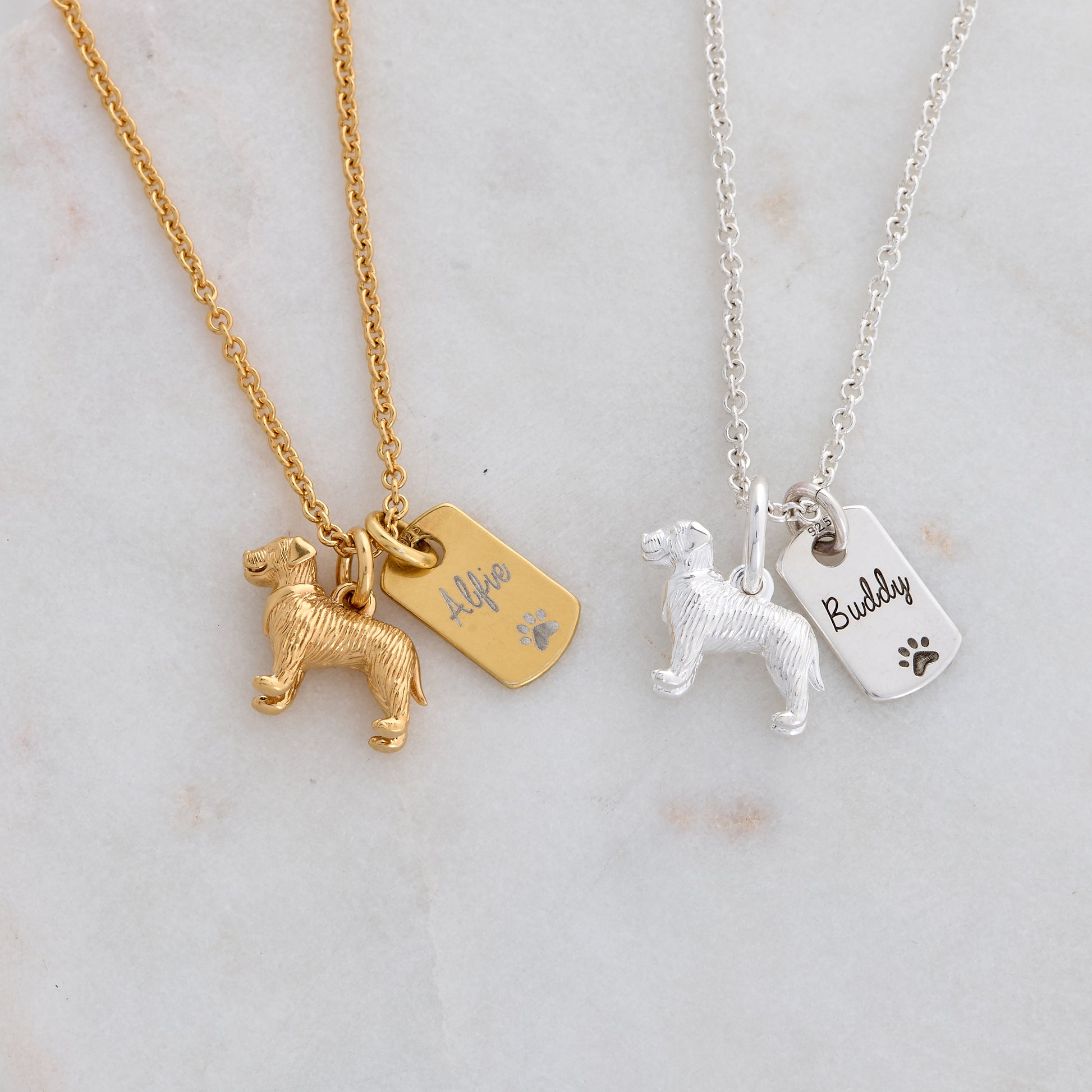 border terrier silver necklace with engraving Scarlett Jewellery gift for pet loss