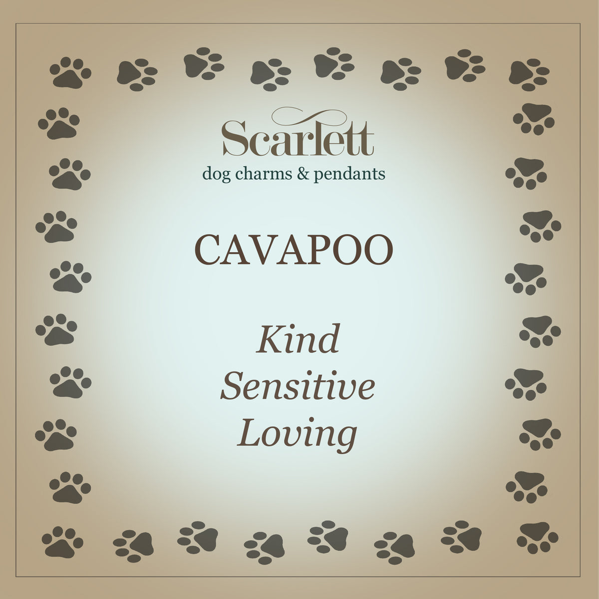cavapoo cavoodle personality meaning card for dog charms by Scarlett Jewellery