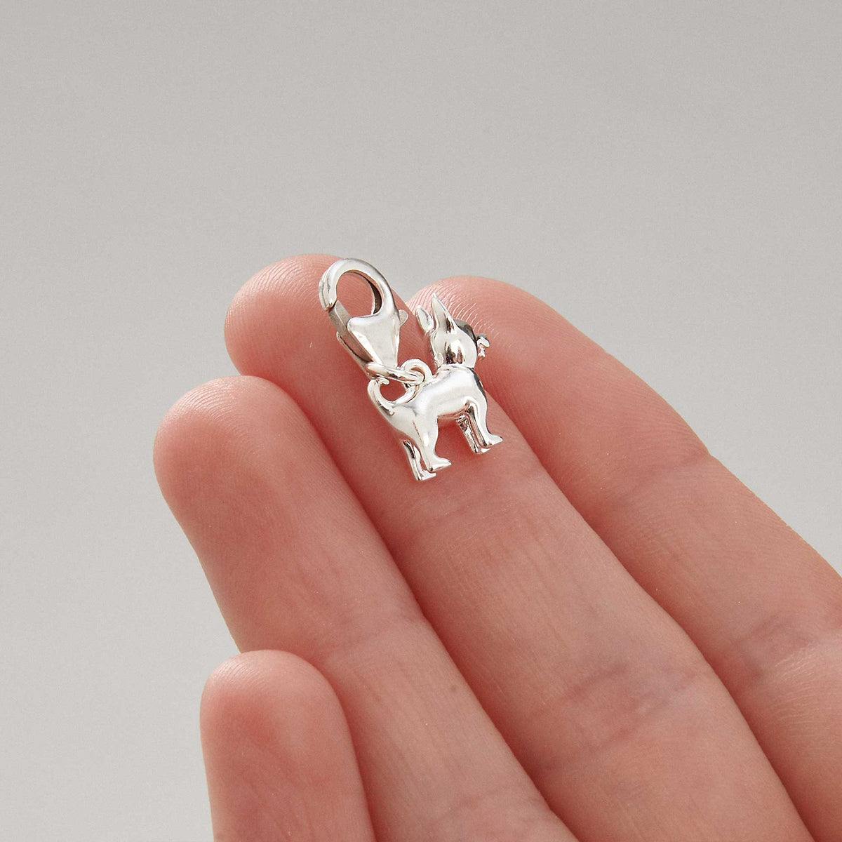 Chihuahua dog breed solid sterling silver dog charm  with clip lobster clasp Scarlett Jewellery Ltd
