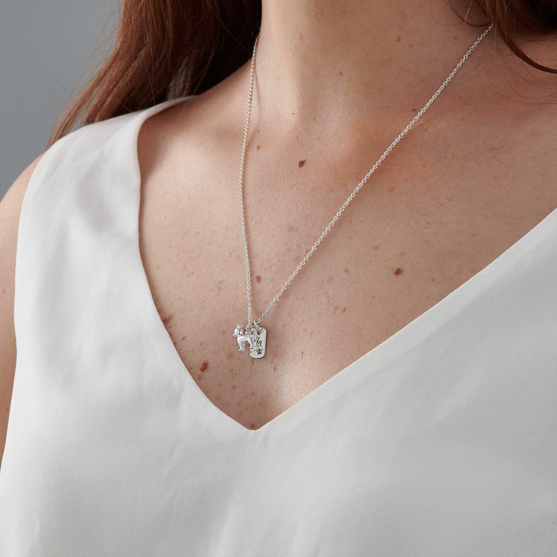 chihuahua silver dog pendant with engraved dog tag scarlett jewellery