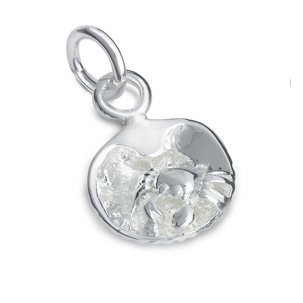 Clam Shell & Crab Silver Charm