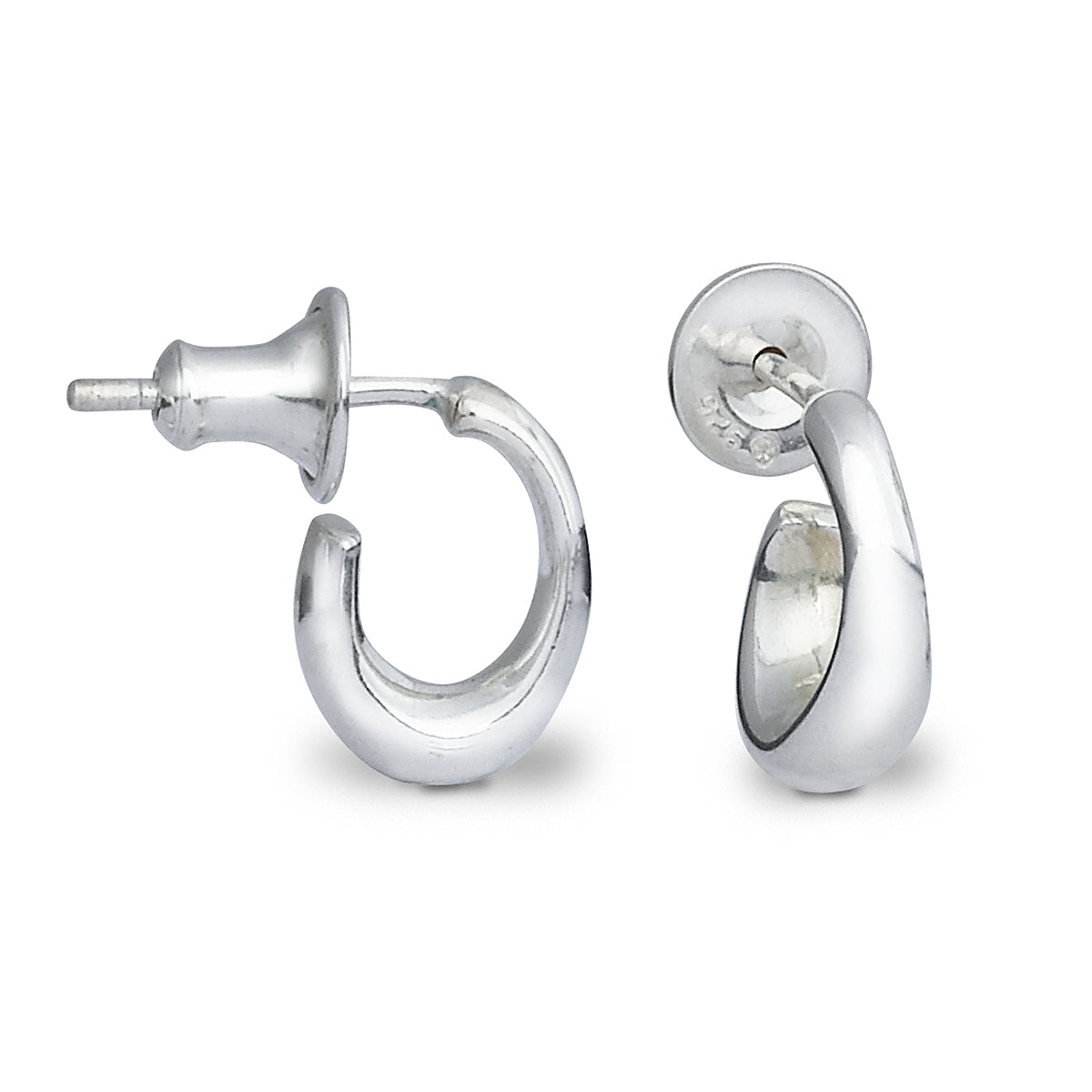 Scarlett Jewellery small huggy silver hoops made from recycled sterling silver