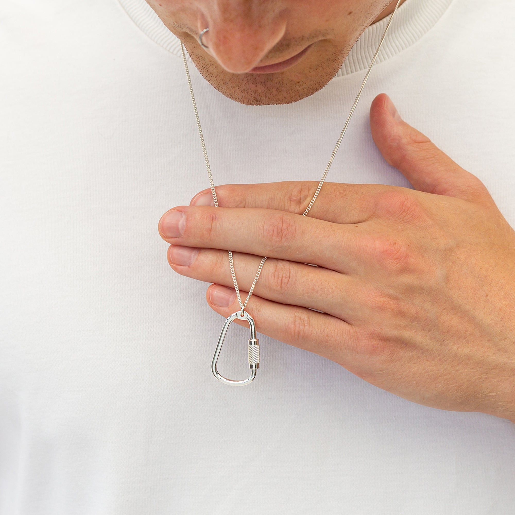 climbing carabiner solid sterling silver necklace gift for climbers