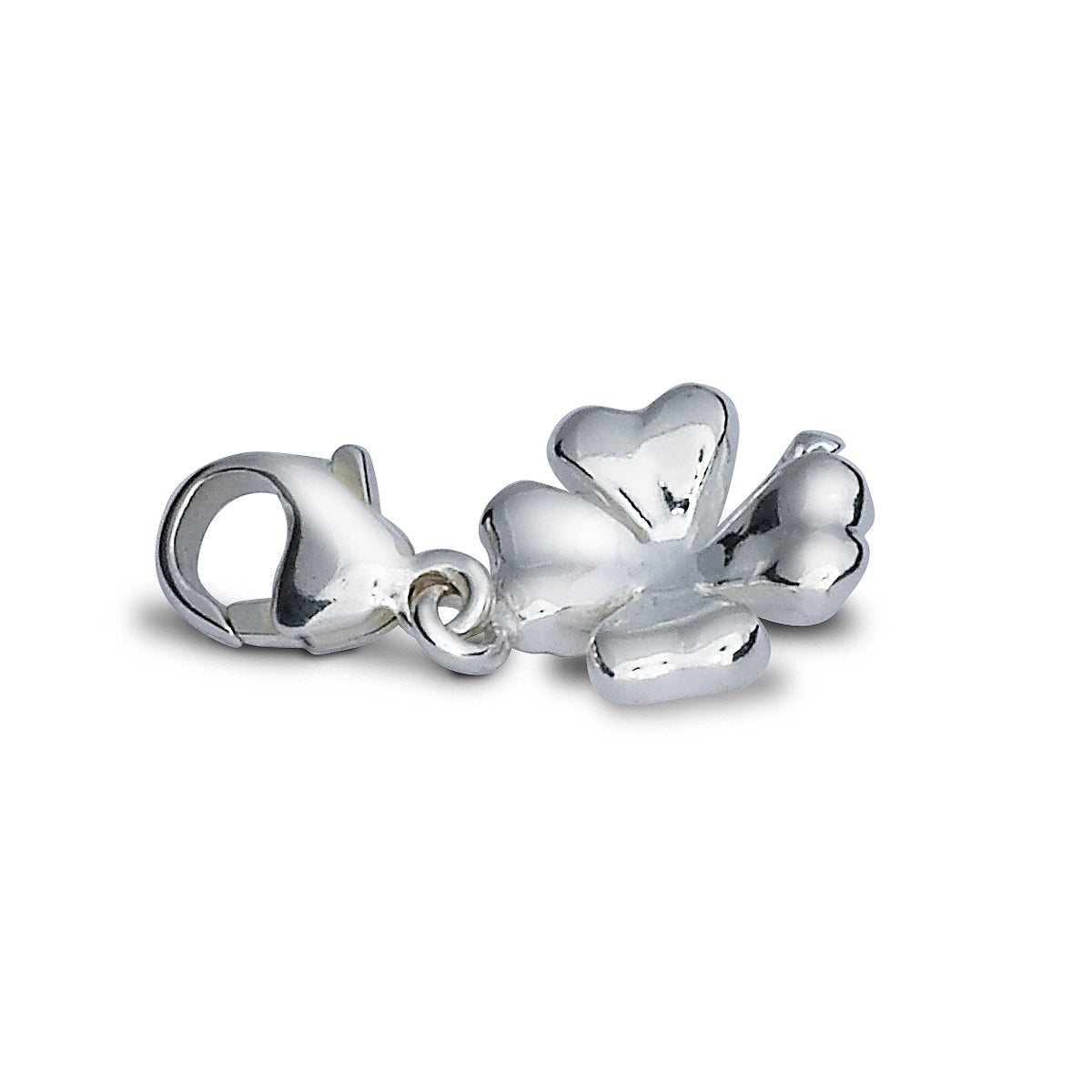 Carry good luck every day with this exquisite silver four leaf clover charm with clip clasp. FREE UK delivery.