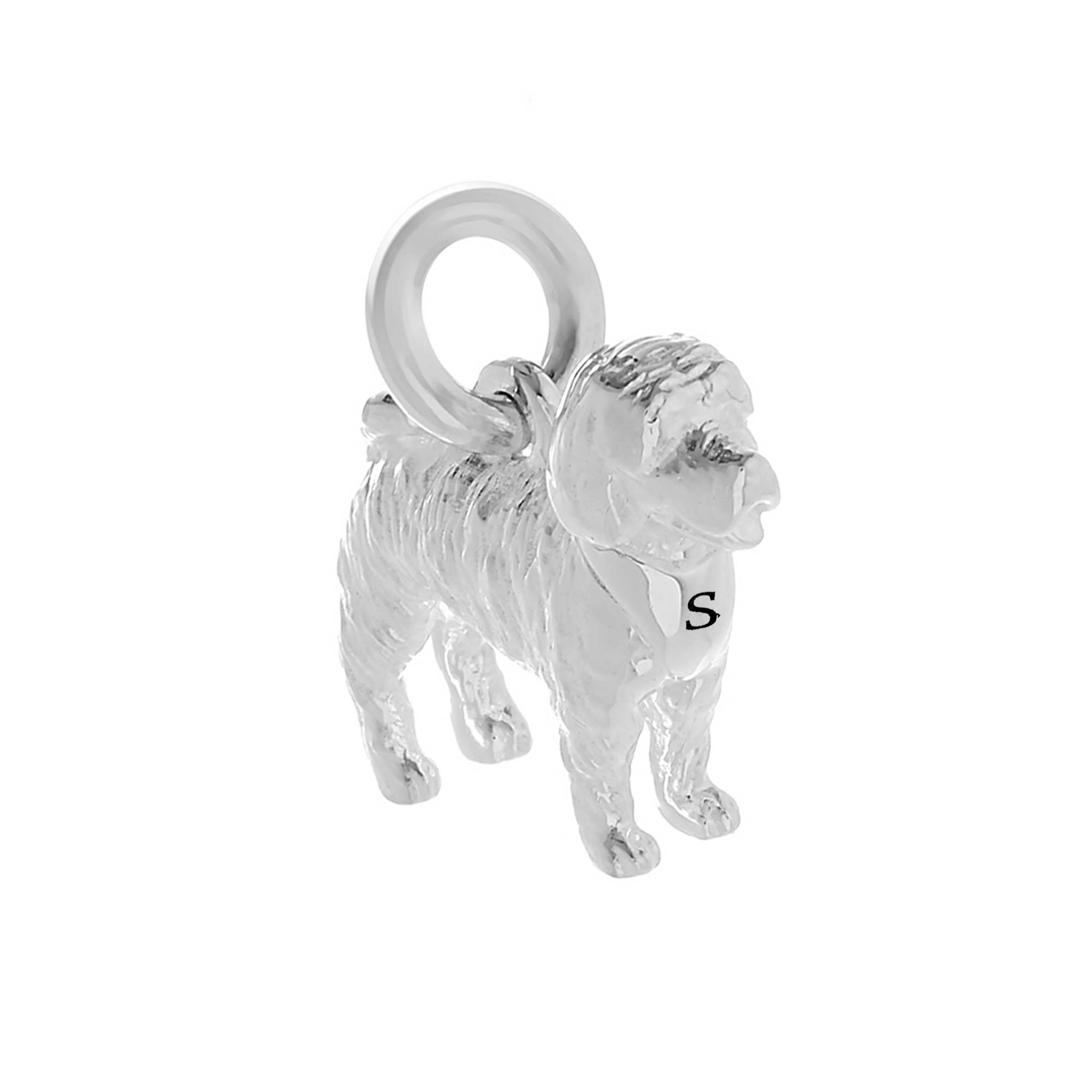 Cockapoo Cockerpoo silver dog breed solid sterling silver dog charm for bracelet Scarlett Jewellery Ltd