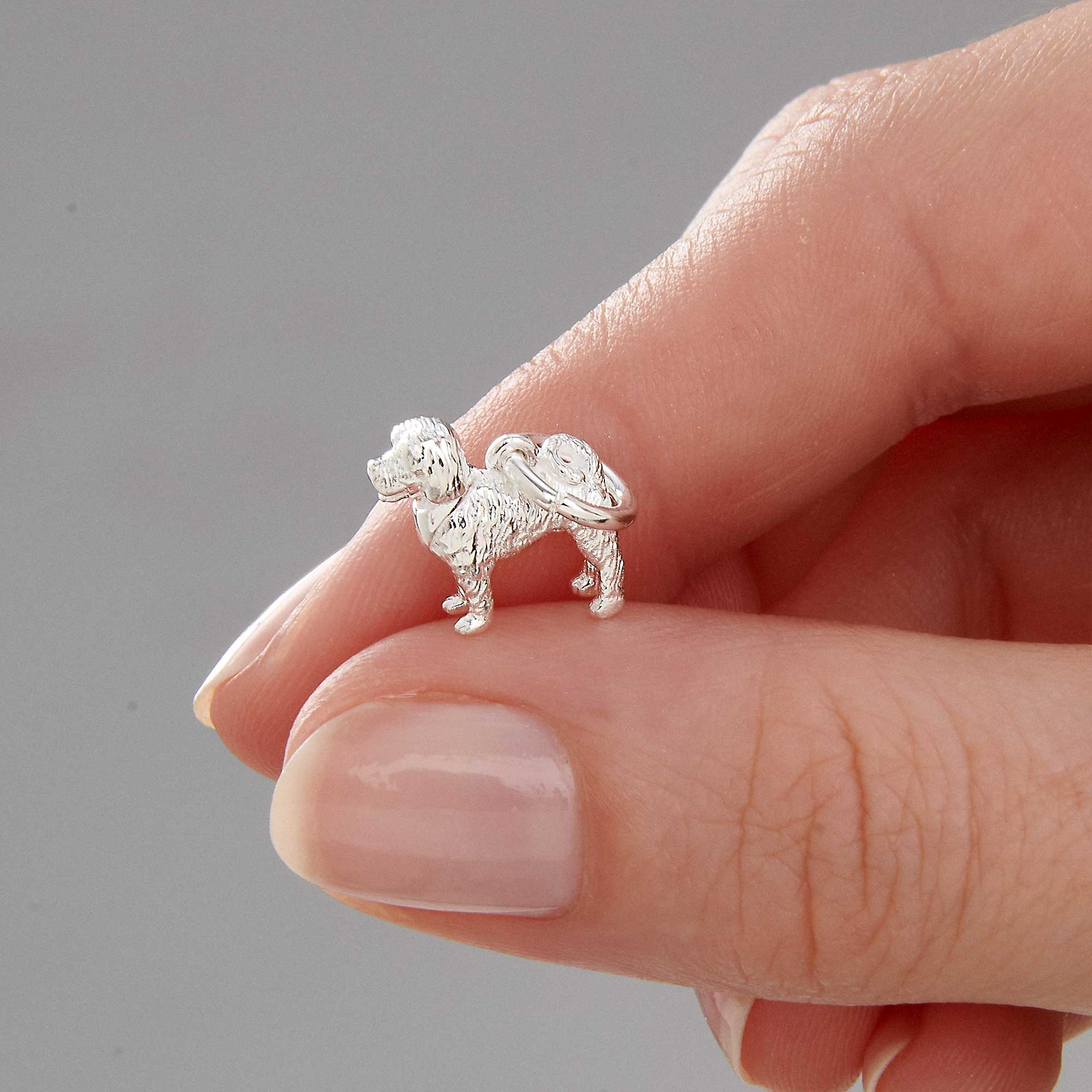 Cockapoo Cockerpoo silver dog breed solid sterling silver dog charm for bracelet Scarlett Jewellery Ltd