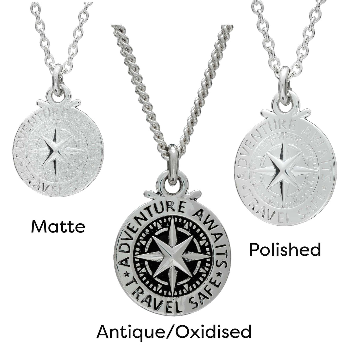 mens antique finish silver compass saint christopher gift idea for son 18th