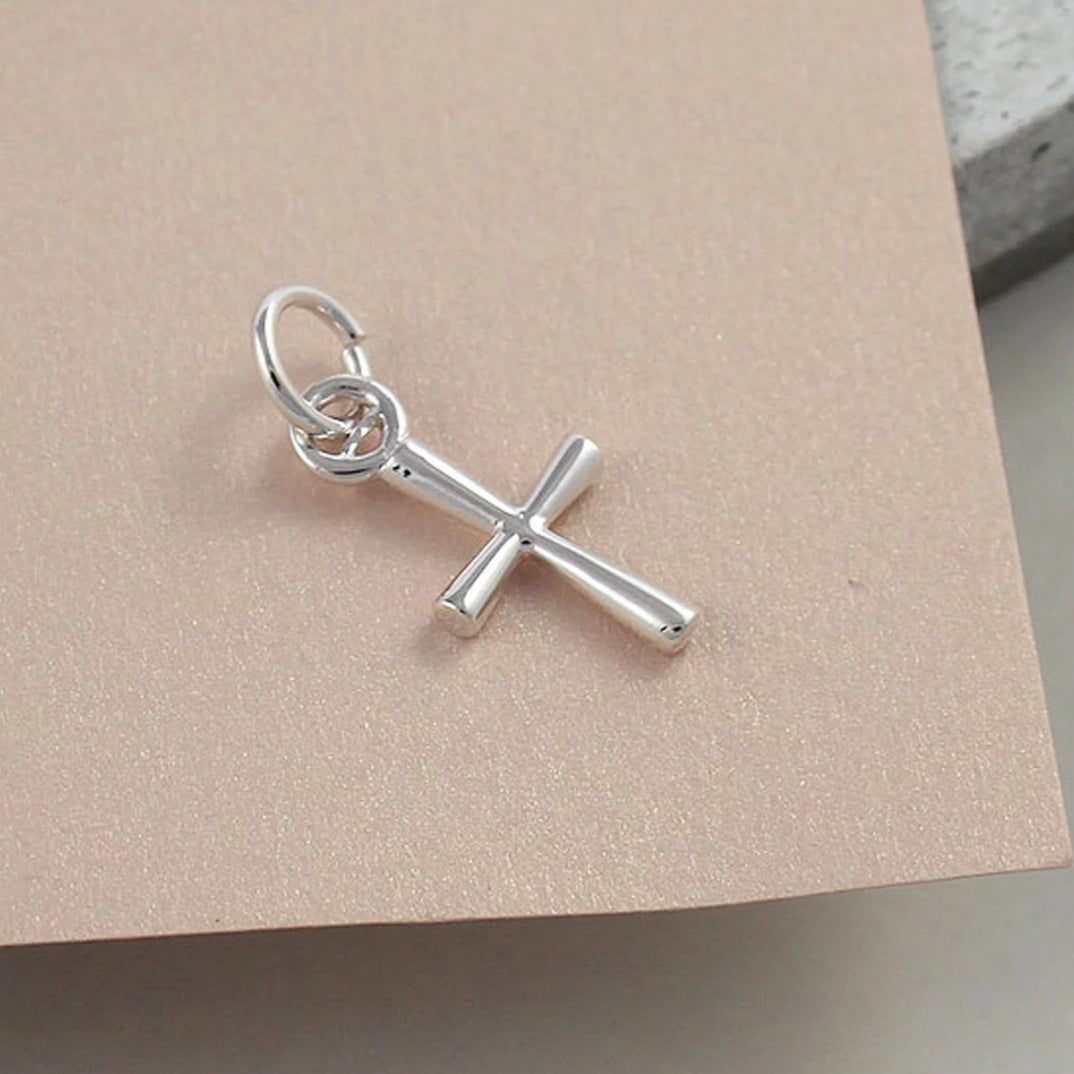 Silver cross charm necklace or bracelet Christening gift from Scarlett Jewellery UK