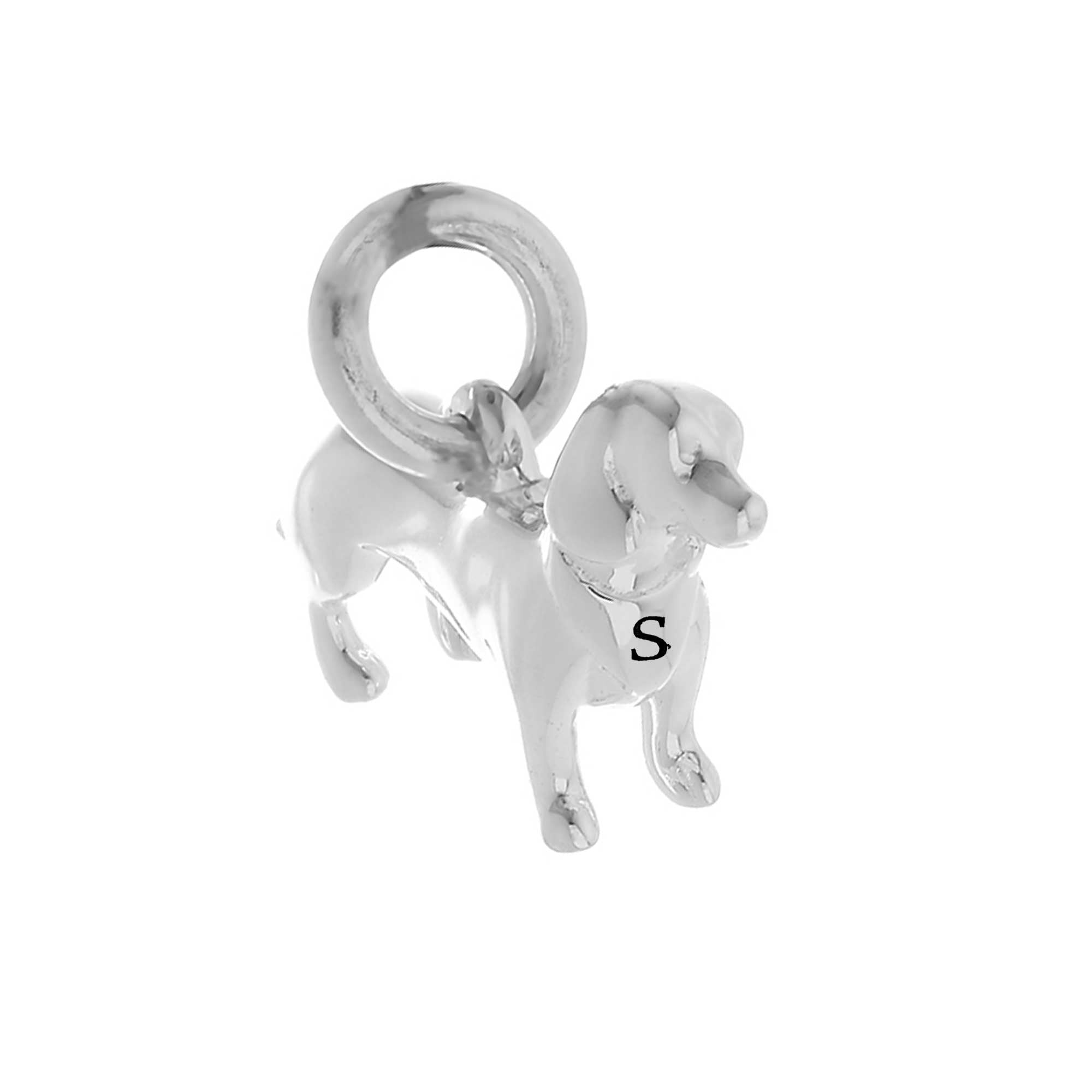 sausage dog dachshund personalized engraved silver charm for bracelet necklace scarlett jewellery