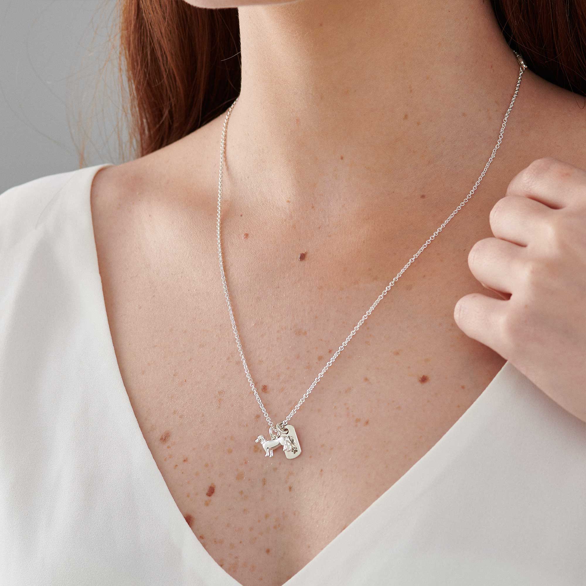 dachshund sausage dog personalised silver necklace scarlett jewellery