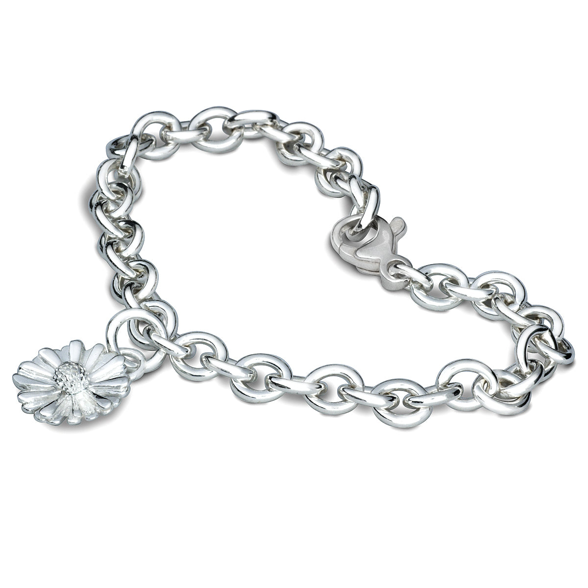 Daisy Flower Solid Silver Charm Bracelet Scarlett Jewellery