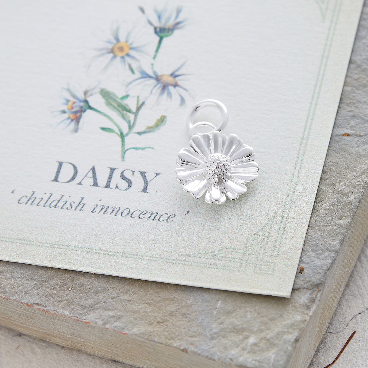 Daisy Flower Silver Charm