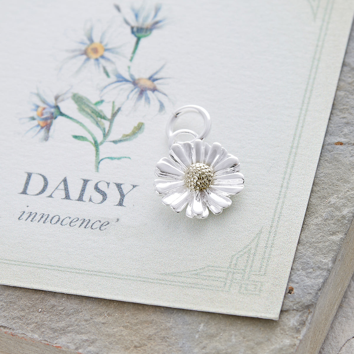 daisy april birth flower silver and solid gold charm pendant scarlett jewellery uk