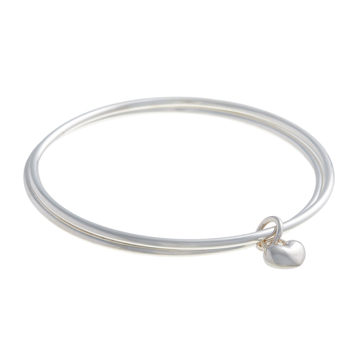 Designer double silver bangle with heart anniversary gift for women Scarlett jewellery