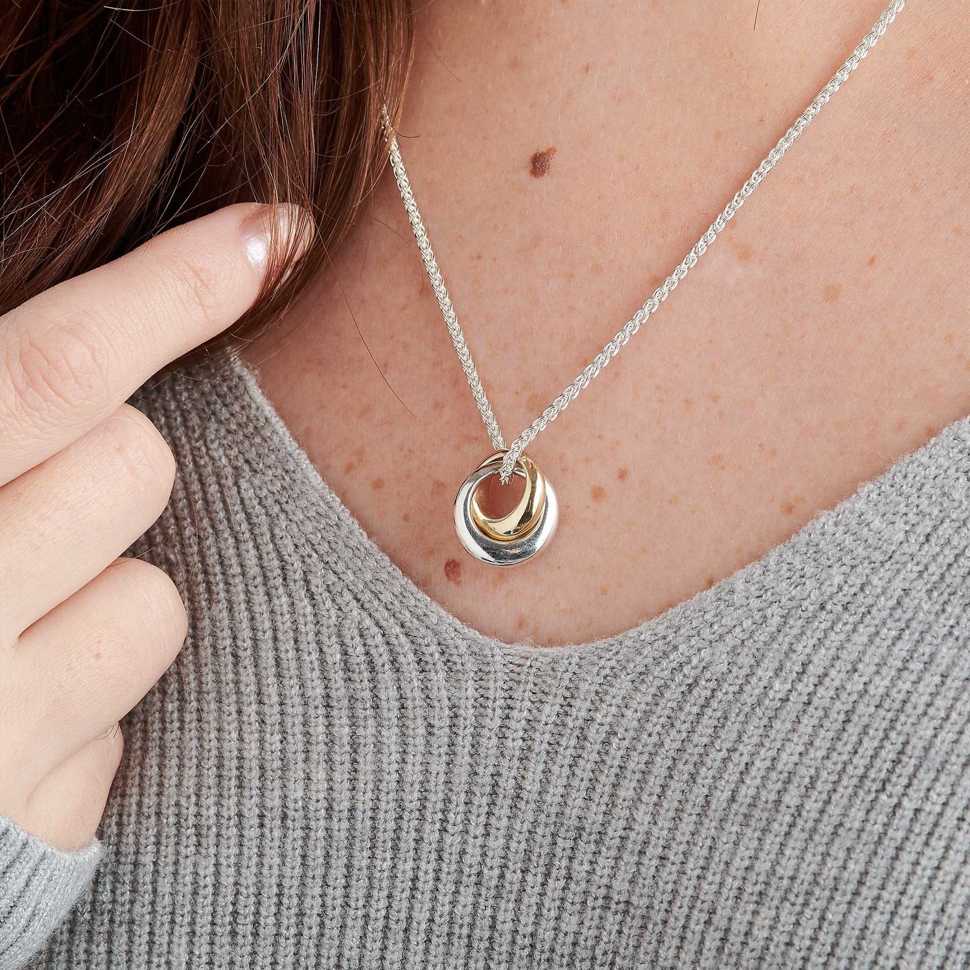 Silver and gold Eclipse Loops Circles Russian Style Necklace Scarlett Jewellery