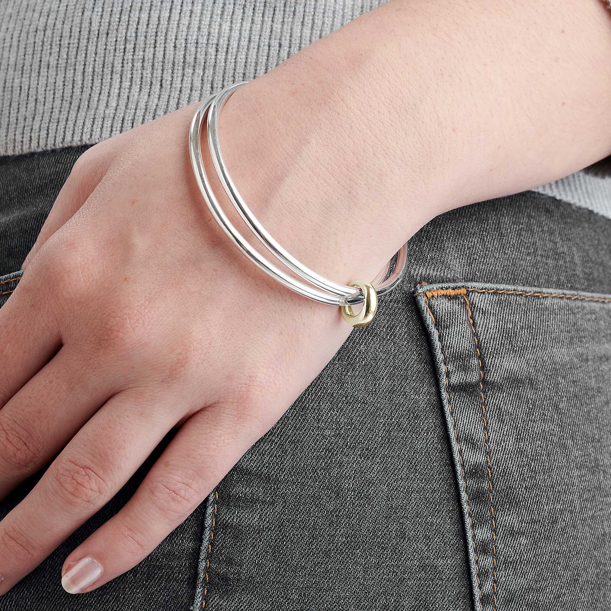 Eclipse Silver & Gold Double Bangle Scarlett Jewellery designer bangles
