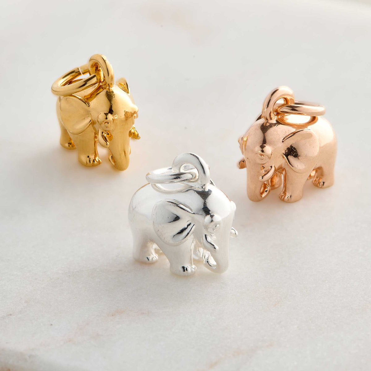 elephant silver gold rose gold charm pendant scarlett jewellery brighton UK