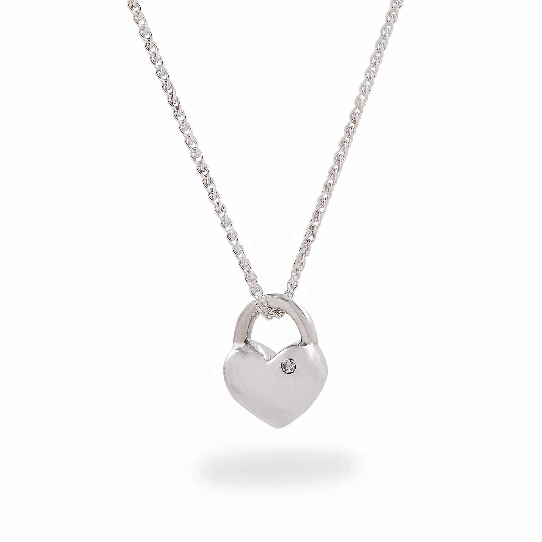 silver heart necklace with diamond scarlett jewellery Brighton 