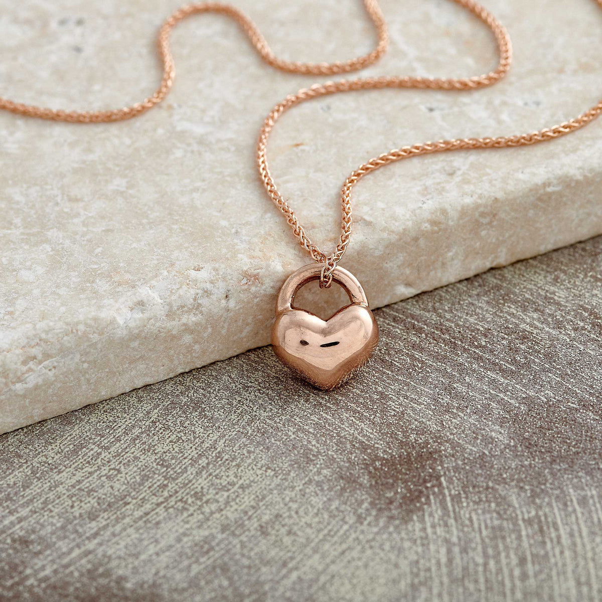 chunky solid rose gold heart necklace scarlett jewellery