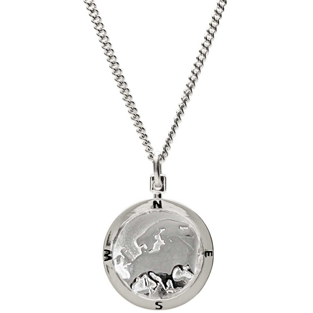 Silver european map globe necklace Off The Map Jewellery alternative Saint Christopher
