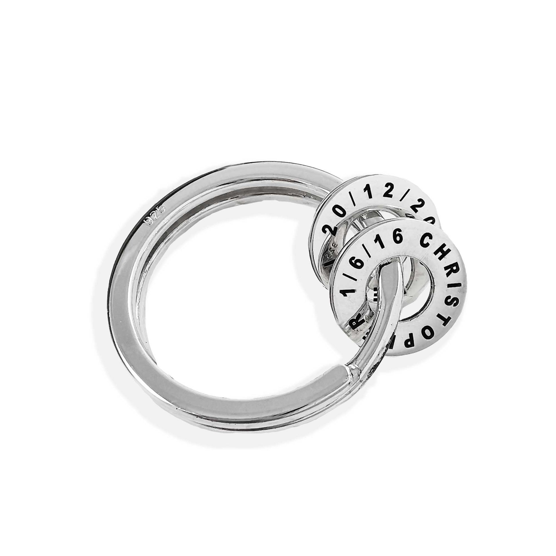 family circle spinner keyring solid silver engraved family initials gift from the kids fathers day dads birthday