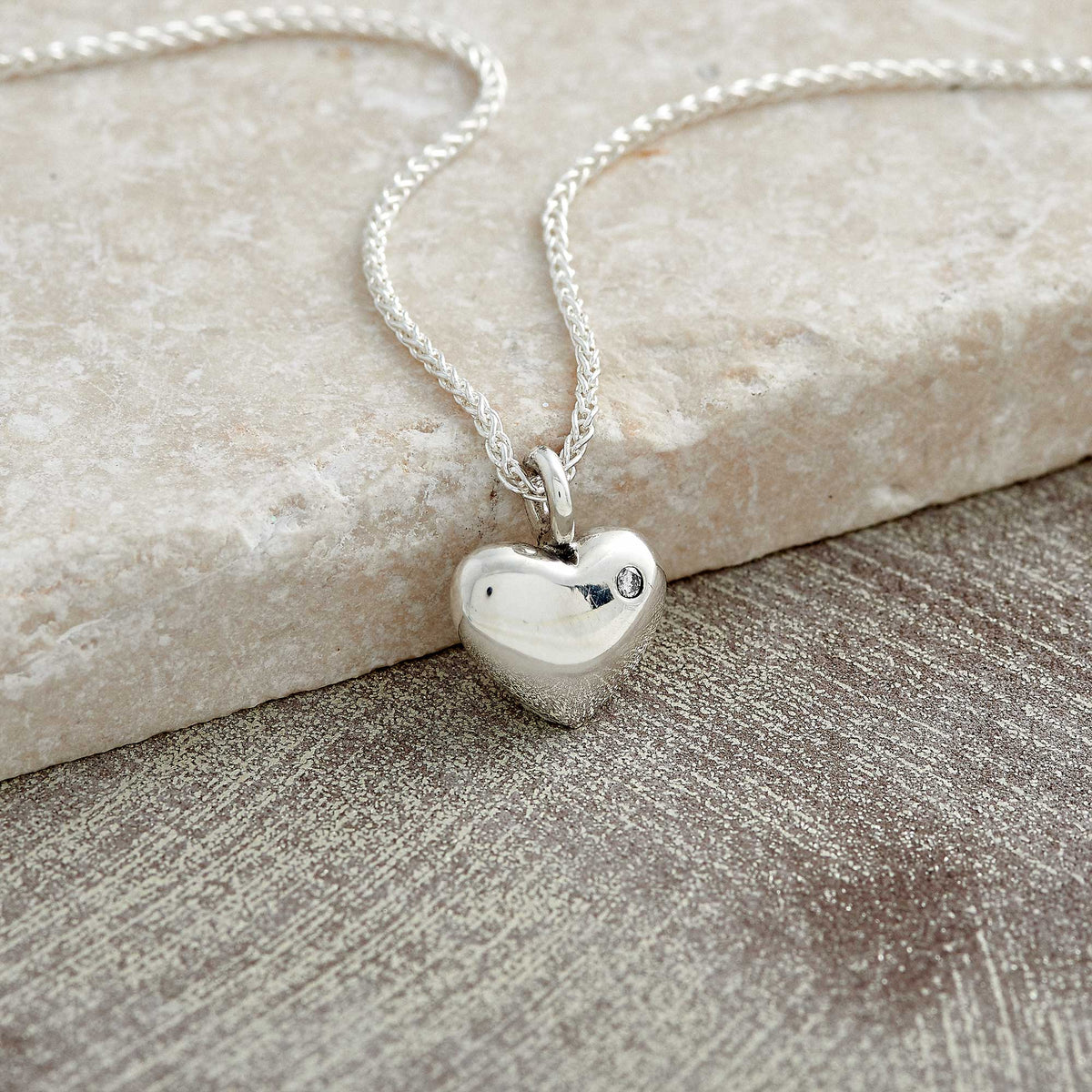 Forever Heart Diamond Set Silver Necklace