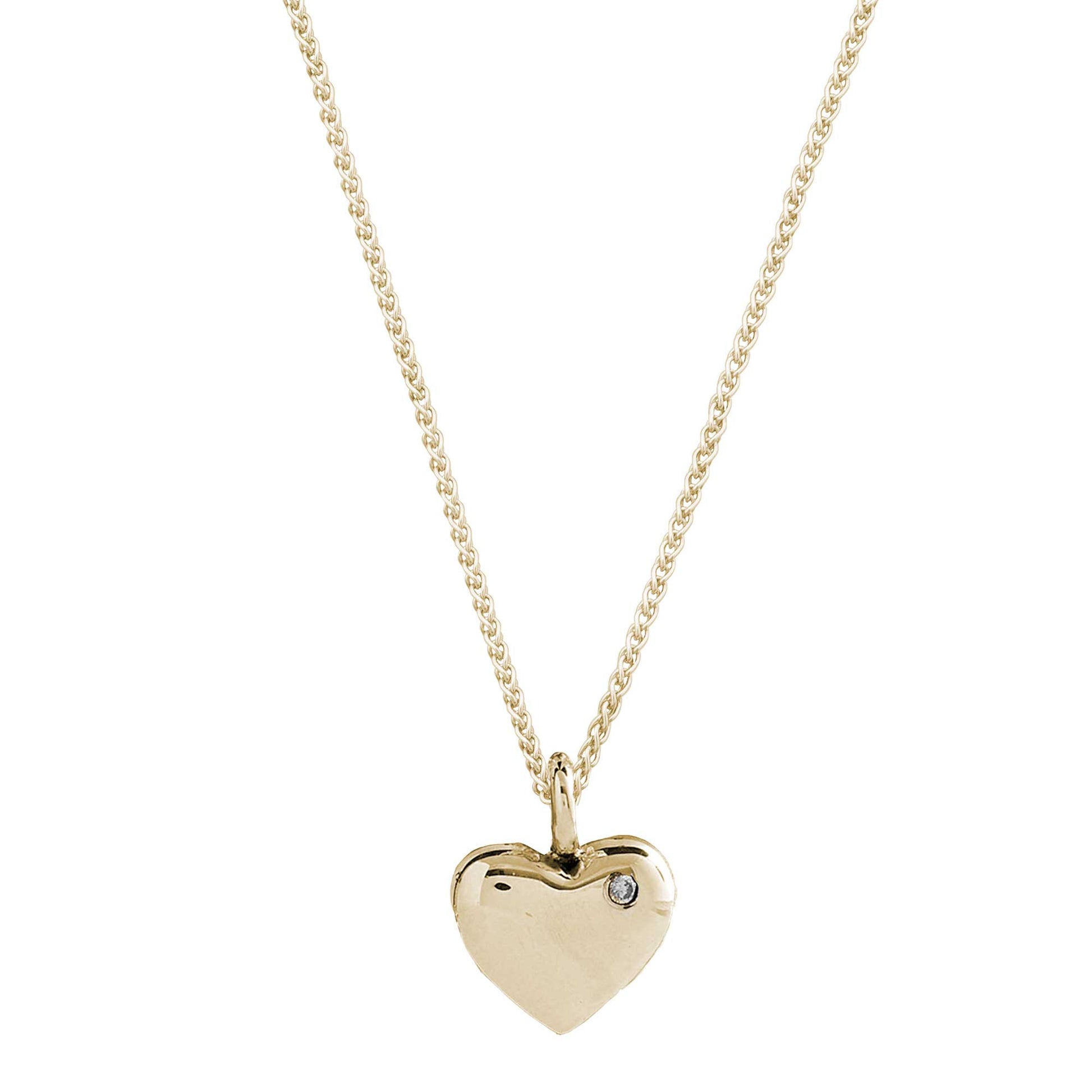 solid gold heart necklace with single diamond scarlett jewelery brighton uk