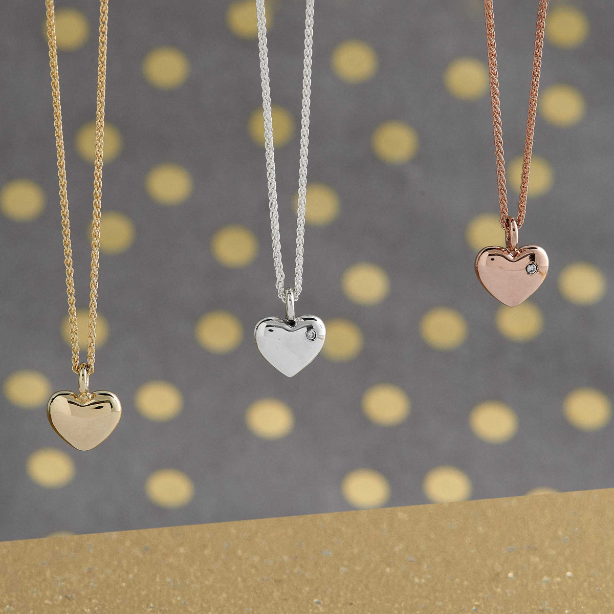 solid gold heart necklace with single diamond scarlett jewelery brighton uk