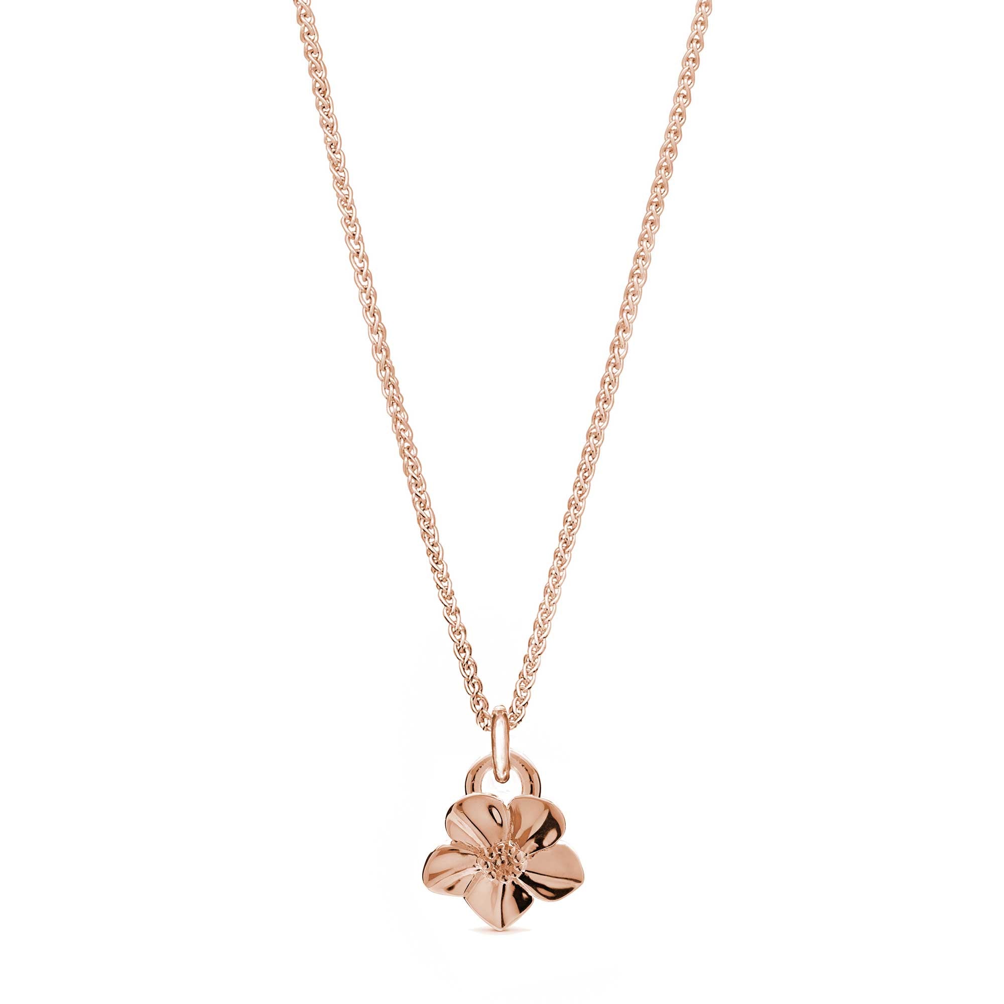 Solid rose gold forget me not flower necklace Scarlett Jewellery