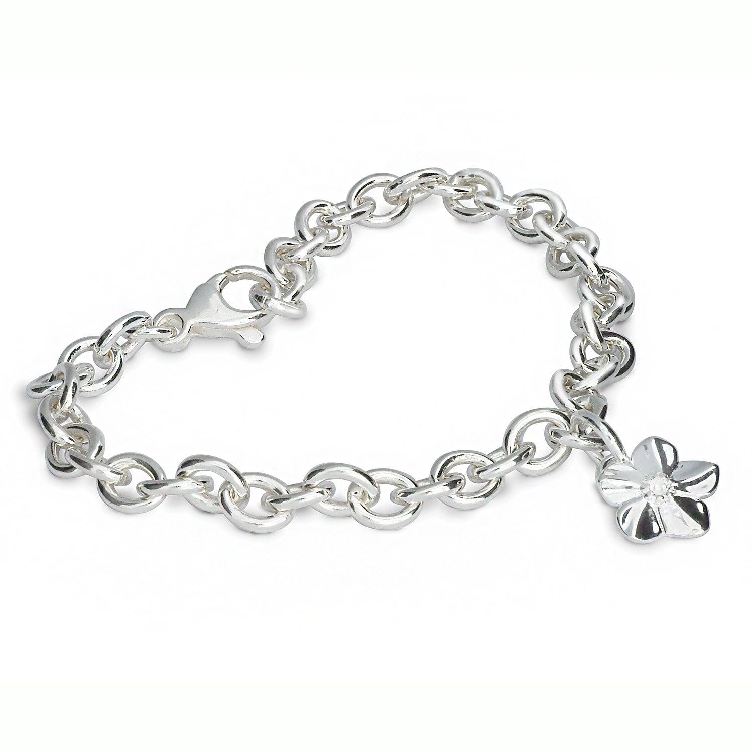 Forget Me Not Flower Silver Chain Charm Bracelet