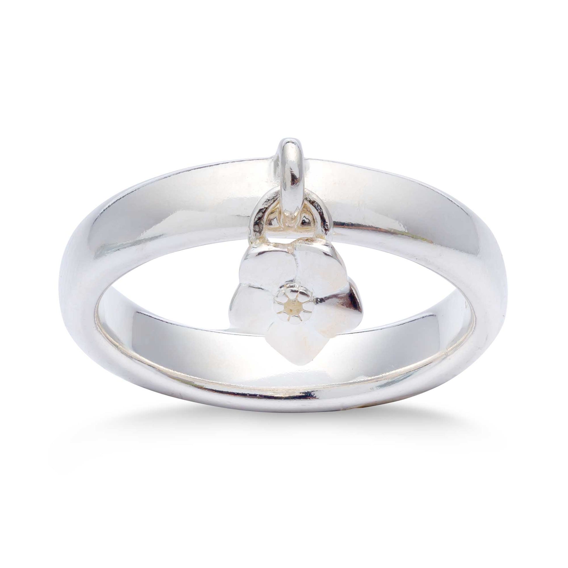 Solid silver forget me not flower charm ring scarlett jewellery
