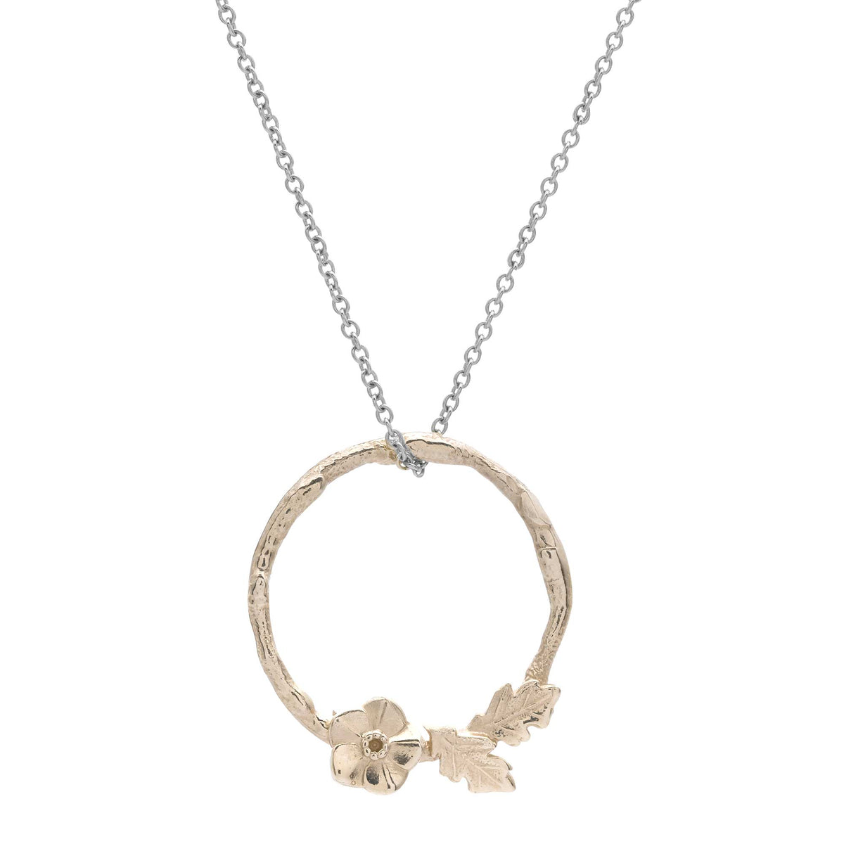 Forget me not wreath silver and gold necklace flower pendant RHS Chelsea Flower Show