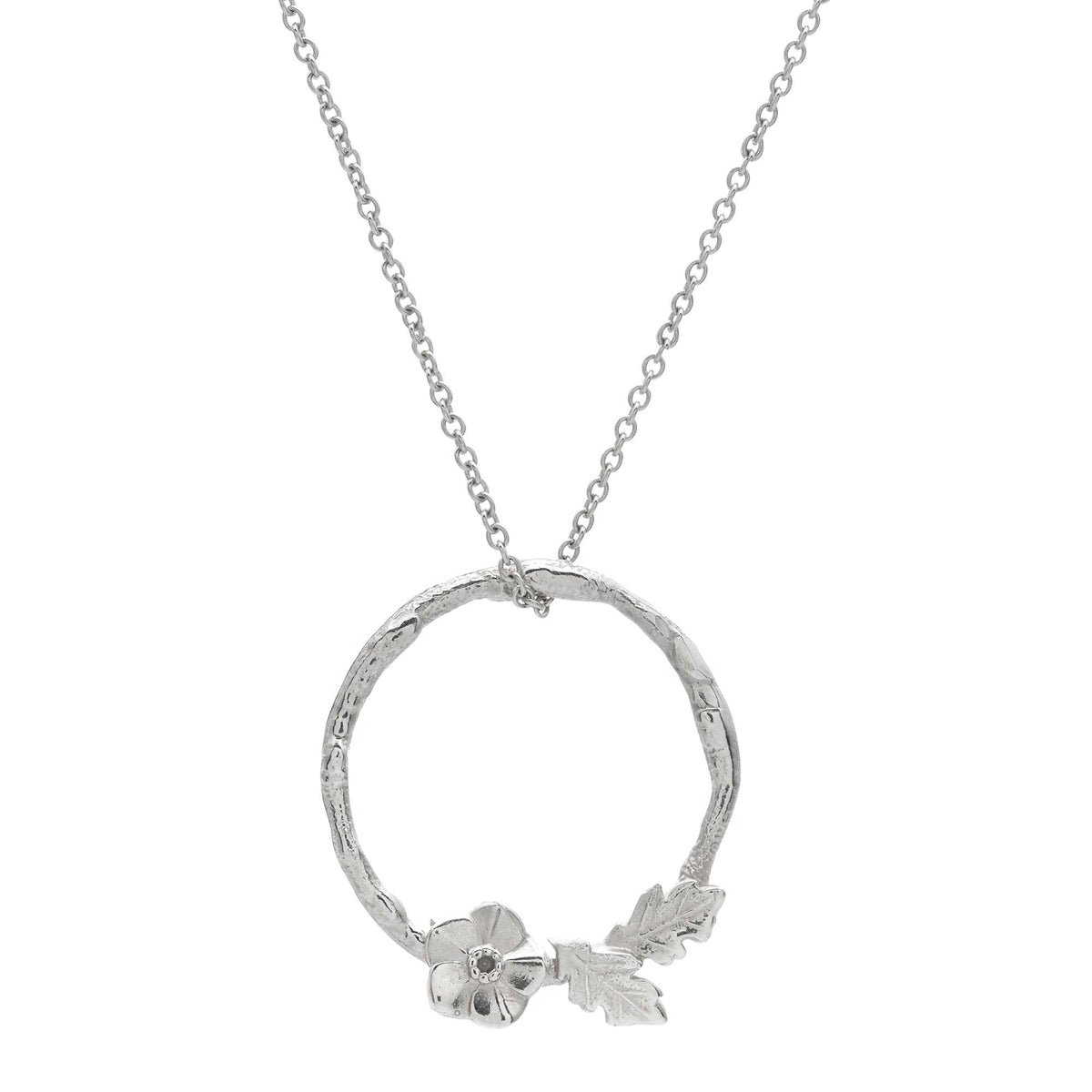 Forget me not wreath silver necklace flower pendant RHS Chelsea Flower Show