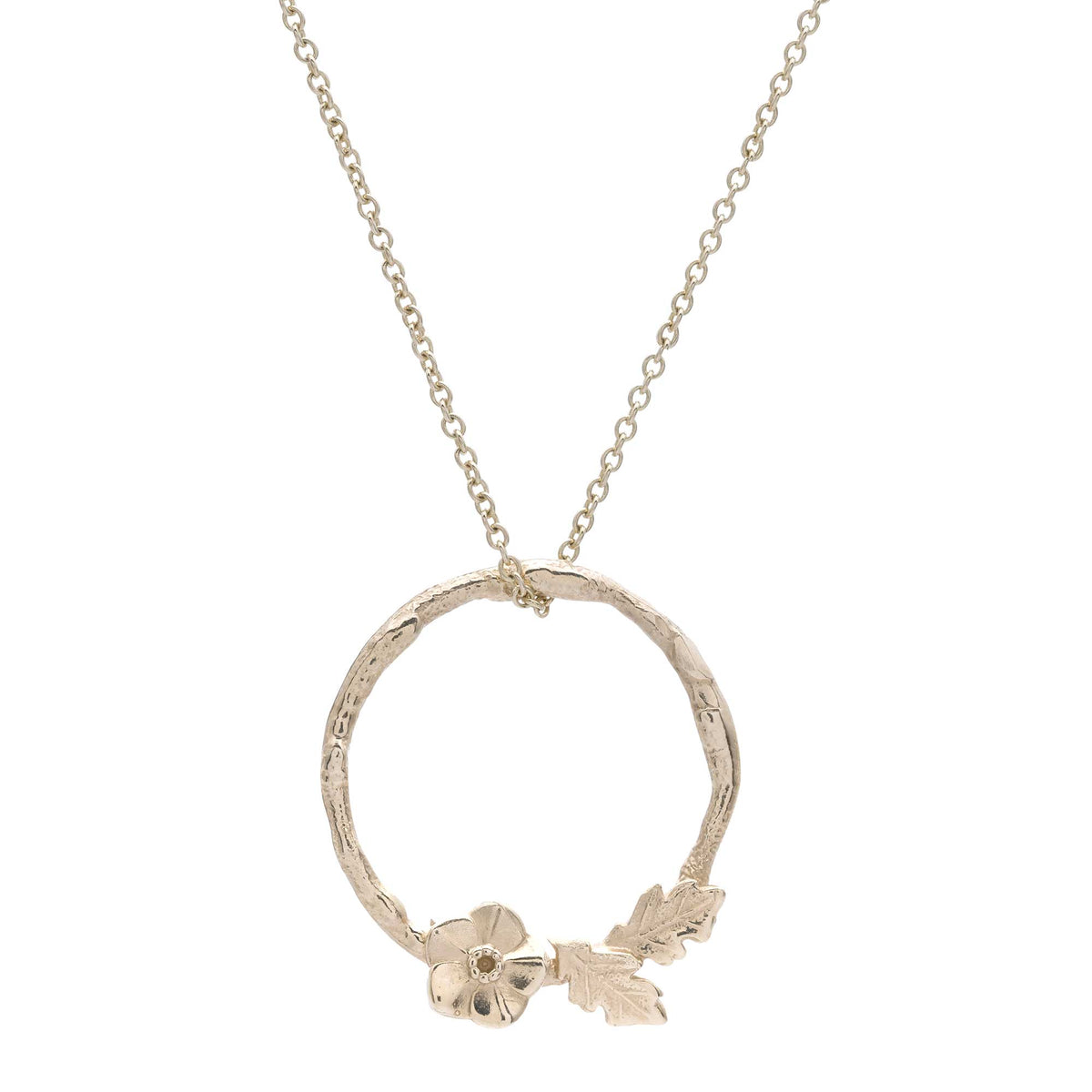 Forget me not wreath solid gold necklace flower pendant RHS Chelsea Flower Show