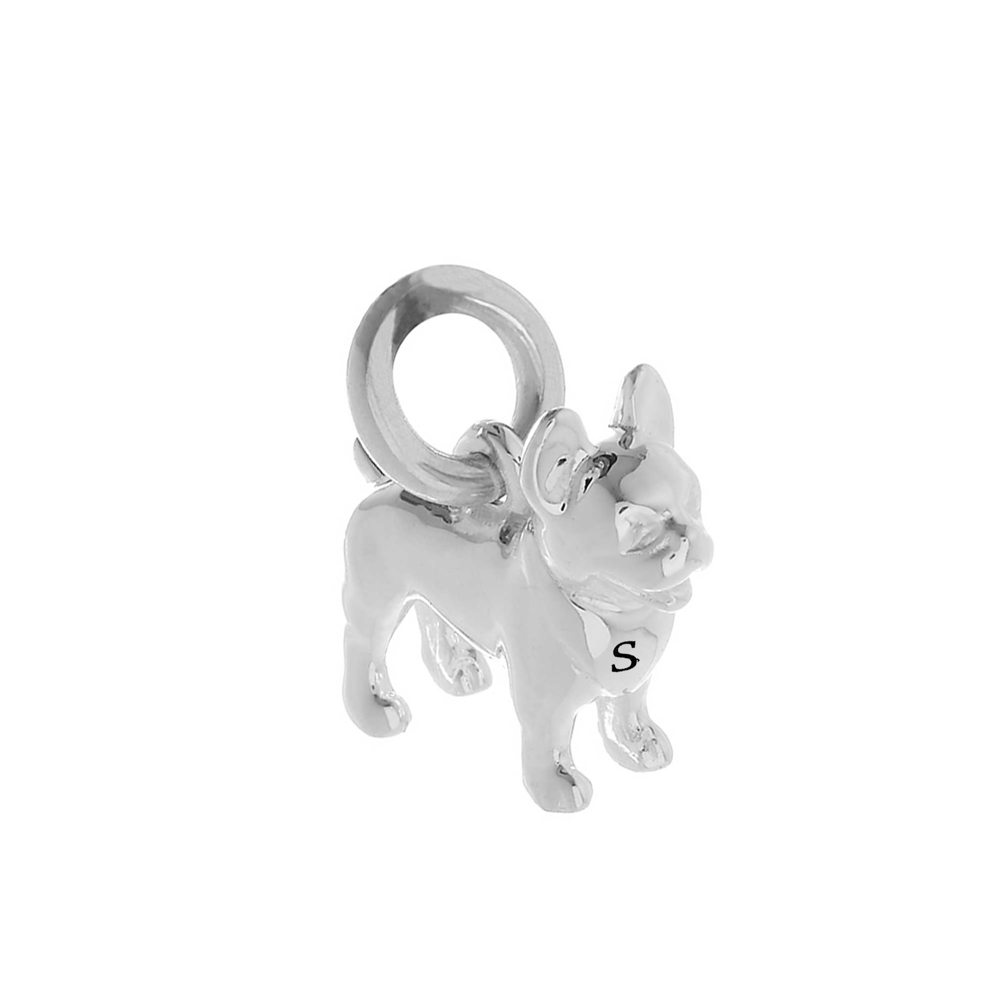 French Bulldog silver dog breed solid sterling silver dog charm for bracelet Scarlett Jewellery Ltd