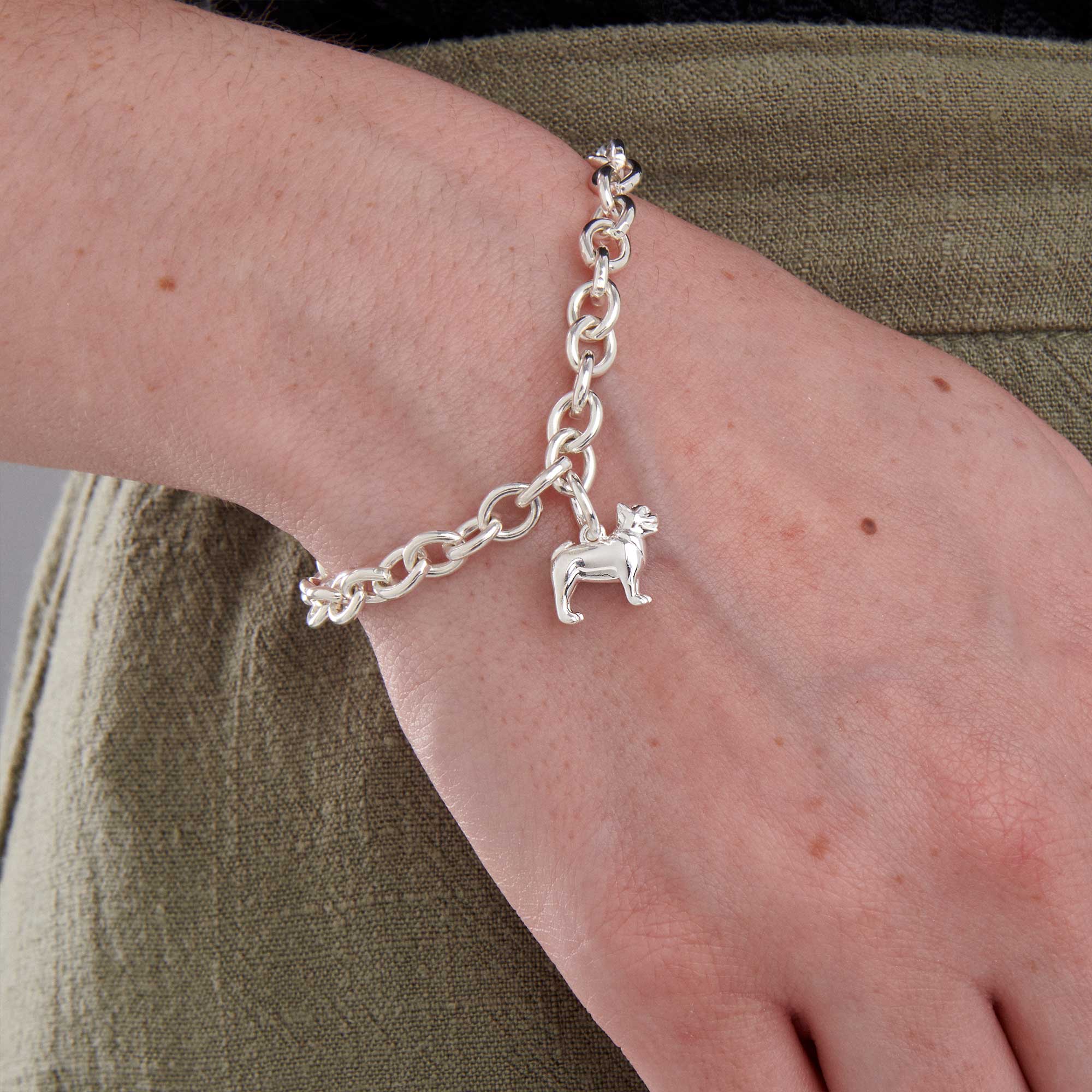 french bulldog silver charm bracelet scarlett jewellery