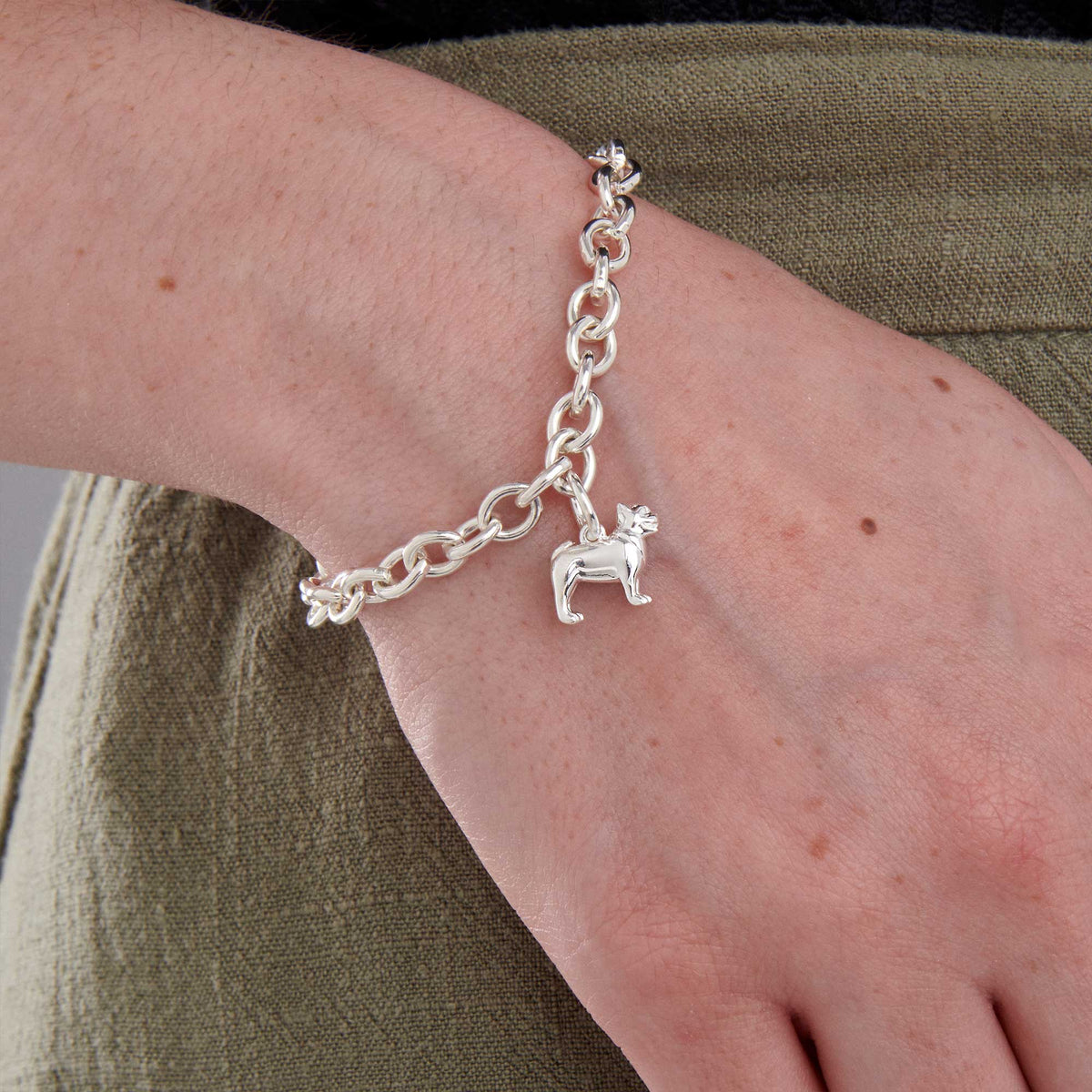 french bulldog silver charm bracelet scarlett jewellery