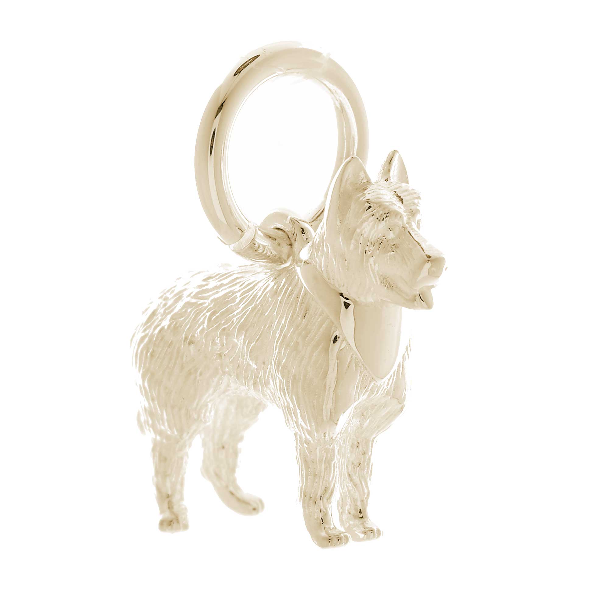 german shepherd solid gold alsatian charm gift for pet los dog owner breeder Scarlett Jewellery Brighton UK