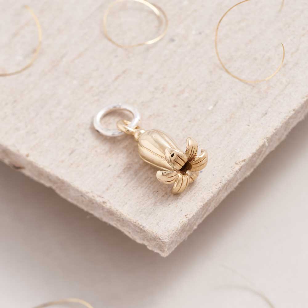 Solid gold bluebell flower bracelet pendant charm Scarlett Jewellery