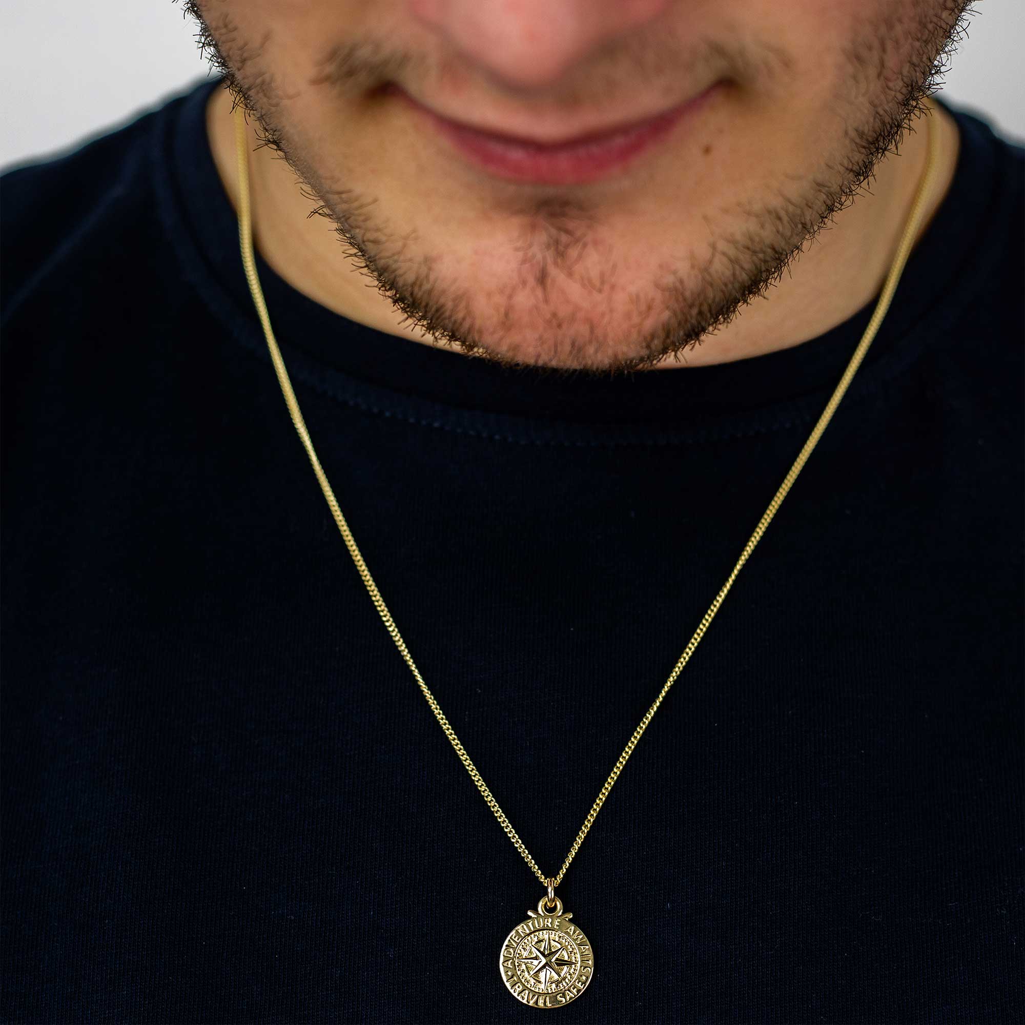 gold mans st christopher compass pendant 9k solid gold scarlett jewellery